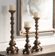 Load image into Gallery viewer, Exotic Carved Pillar Candle Holder Sets