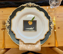 Load image into Gallery viewer, Black & Gold Embossed Rim Charger Plate