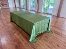 Load image into Gallery viewer, Willow Green Velvet Crinkle Shimmer Tablecloth (Recangular)
