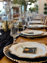 Load image into Gallery viewer, Black &amp; Gold Embossed Rim Charger Plate
